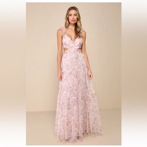 Lulus Floral Pink Maxi Dress